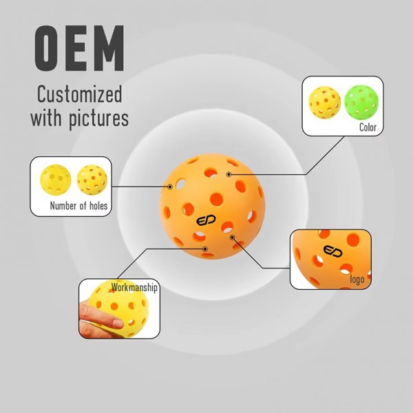 Injection-Molded Pickleballs for Outdoor Sports – 26 or 40 Holes, Durable, High-Elasticity, OEM