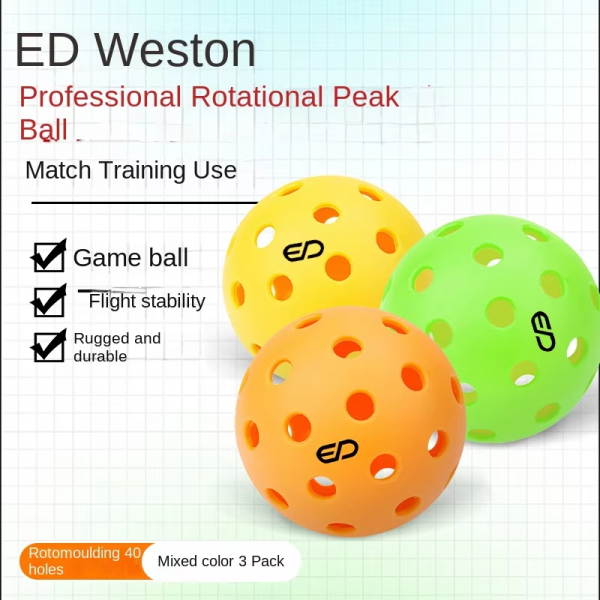 Rolled/Injection-Molded Pickleballs – 40/26 Holes, Customizable, for Outdoor Use, Competitive-Grade, Outdoor Spin Performance, Durable