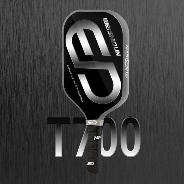 Wholesale Black-Silver T700 Pickleball Paddles for Outdoor Sports – UV-Printed with PP Honeycomb Core