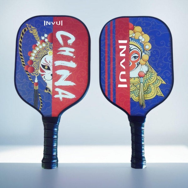 High-Quality OEM Custom Fiberglass Pickleball Paddle with Chinese Peking Opera Patterns, Suitable for Children's Recreational Training