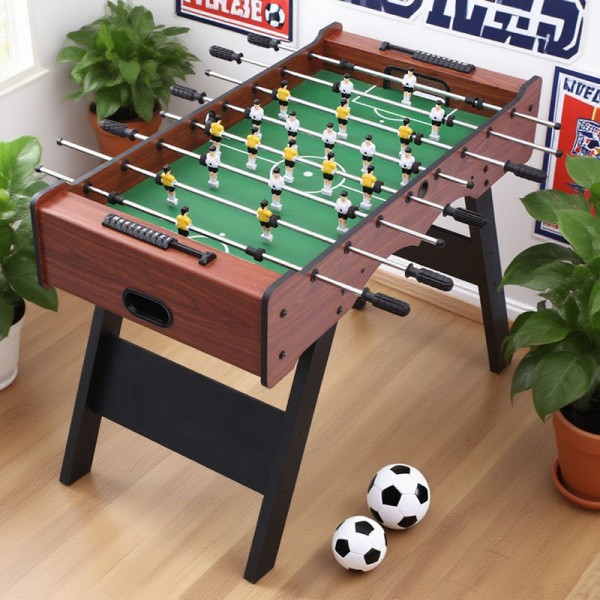 2-Player Indoor MDF Foosball Table for Football Duels; Coin-Operated Plastic Balls for Entertainment and Poolside Activities