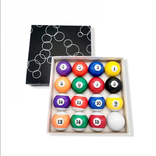 American 16-Color Fancy Large-Size 57.2mm Resin Billiard Balls – Customizable Logo, Packed in a Box, Suitable for Snooker