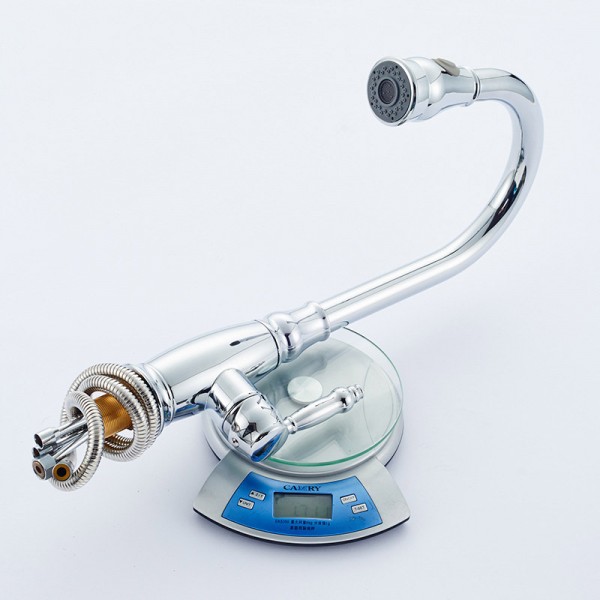 Chrome effect Kitchen Side lever spring neck Brass Mixer tap (KT-TP-MX002)