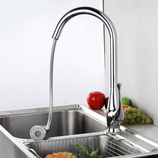 Chrome effect Kitchen Side lever Brass Mixer tap