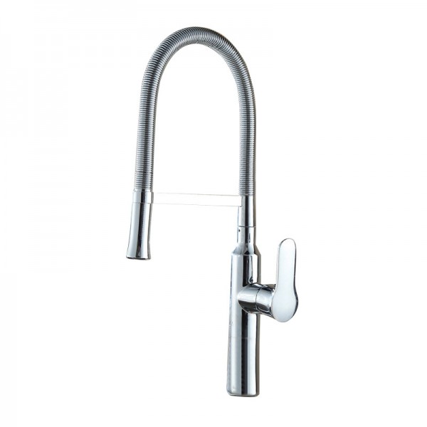 Chrome effect Kitchen Side lever spring neck Brass Mixer tap (KT-TP-MX008)