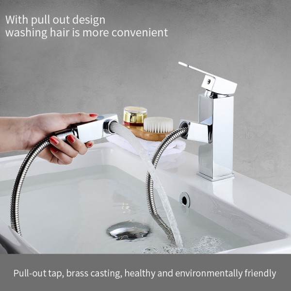 Pull-out mixer basin taps