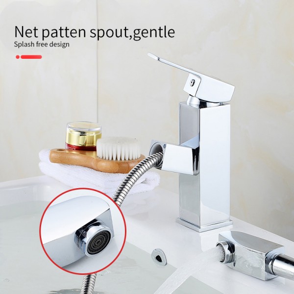 Pull-out mixer basin taps
